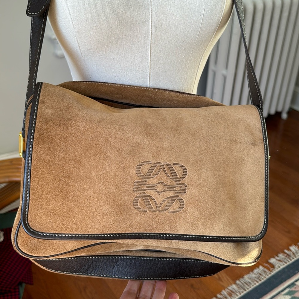 Loewe suede and leather messenger/crossbody bag
